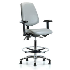 Ergonomic Multifunction Task Chair: Vinyl, 36" Seat Height, Dove Gray