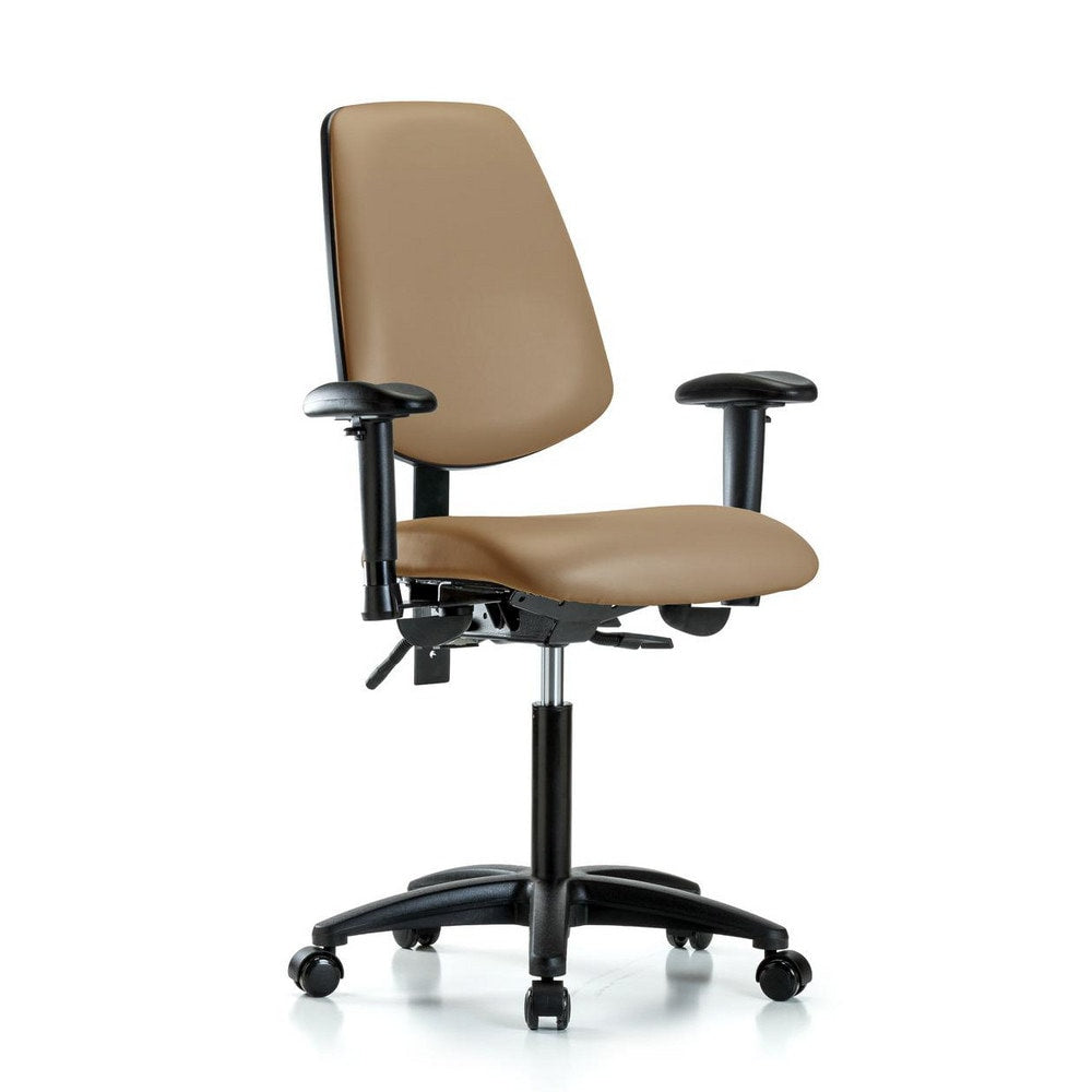 Ergonomic Multifunction Task Chair: Vinyl, 28-1/2" Seat Height, Taupe