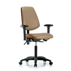 Ergonomic Multifunction Task Chair: Vinyl, 28-1/2" Seat Height, Taupe