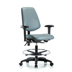 Ergonomic Multifunction Task Chair: Vinyl, 28-1/2" Seat Height, Storm