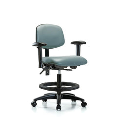 Ergonomic Multifunction Task Chair: Vinyl, 28-1/4" Seat Height, Storm