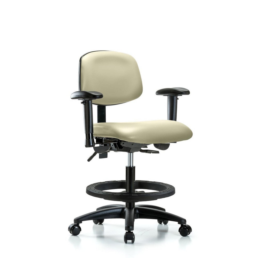 Ergonomic Multifunction Task Chair: Vinyl, 28-1/4" Seat Height, Adobe White