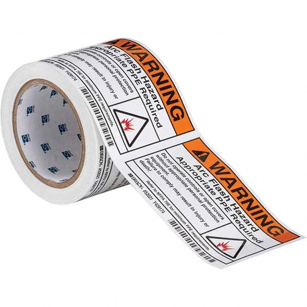 Label Maker Label: Black Orange & Red on White, Polyester, 100 per Roll