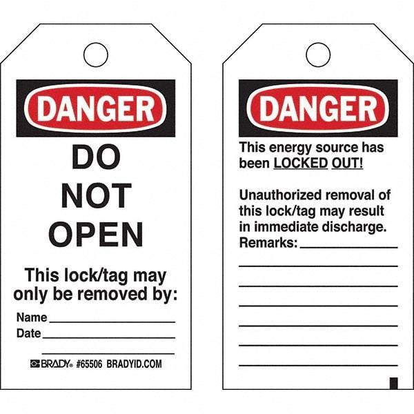 Do Not Operate Tag: 5-3/4" High, 3" Wide, Polyester, "DANGER"