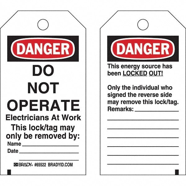 Do Not Operate Tag: 5-3/4" High, 3" Wide, Polyester, "DANGER"