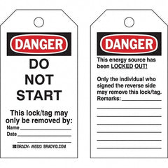 Do Not Operate Tag: 5-3/4" High, 3" Wide, Polyester, "DANGER"