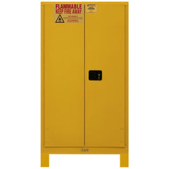 Flammable & Hazardous Storage Cabinets:  60.000 gal Drum, 2.000 Door,  2 Shelf,  Manual Closing,  Safety Yellow