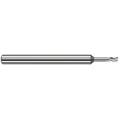 Corner Radius End Mill: 0.0620" Dia, 3/32" LOC, 0.0050" Radius, 3 Flute, Solid Carbide