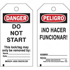 Do Not Operate Tag: 5-3/4" High, 3" Wide, Paper, "DANGER"