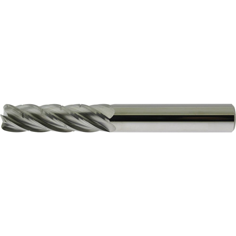 Corner Radius End Mill: 1" Dia, 3" LOC, 0.0300" Radius, 5 Flute, Solid Carbide