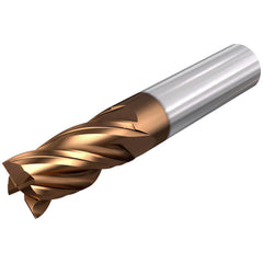 Corner Radius End Mill: 3/8" Dia, 2-1/2" LOC, 0.0150" Radius, 4 Flute, Solid Carbide