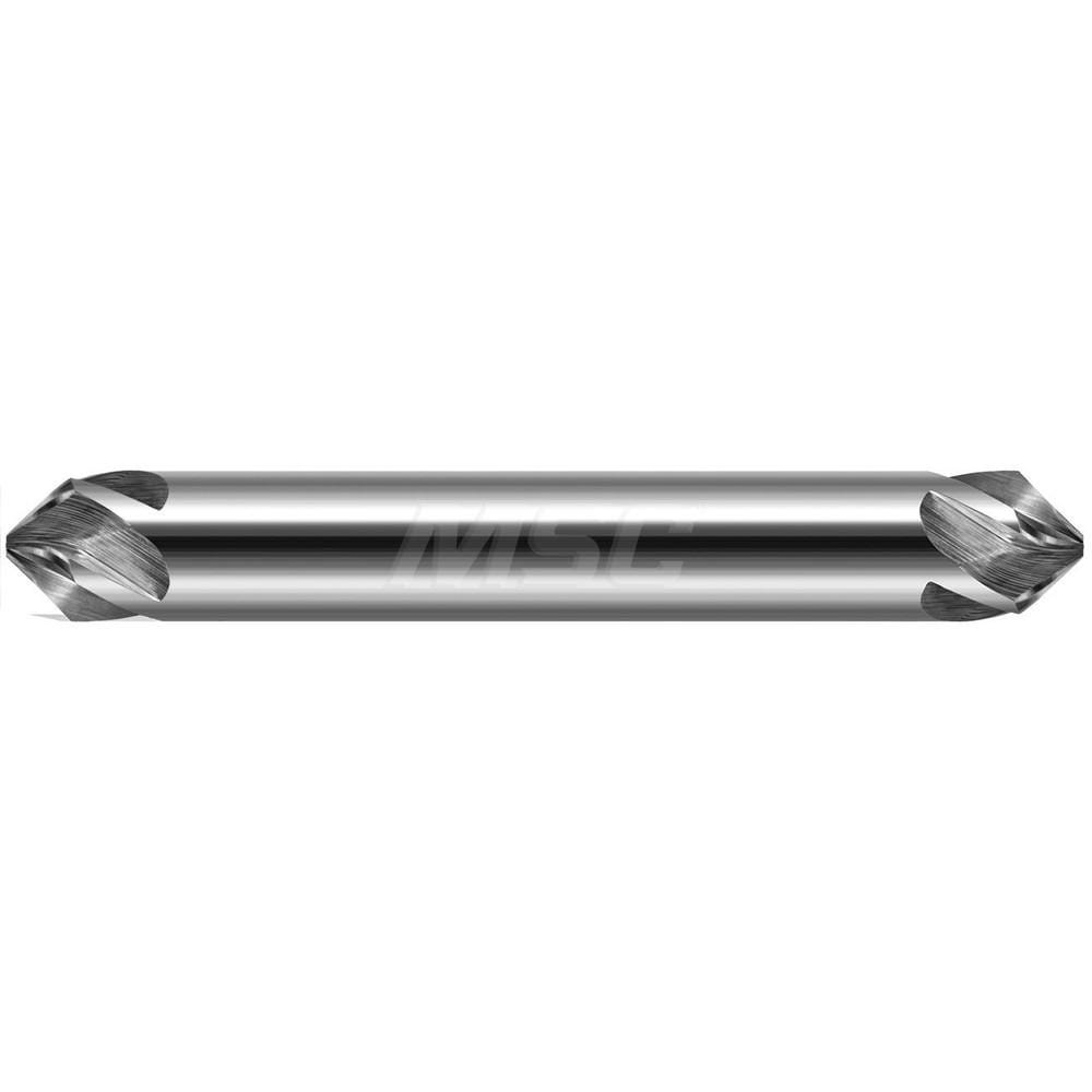 Chamfer Mill: 1/4" Dia, 1/4" Shank Dia, 30.00 deg, 5 Flute, Solid Carbide, Double End