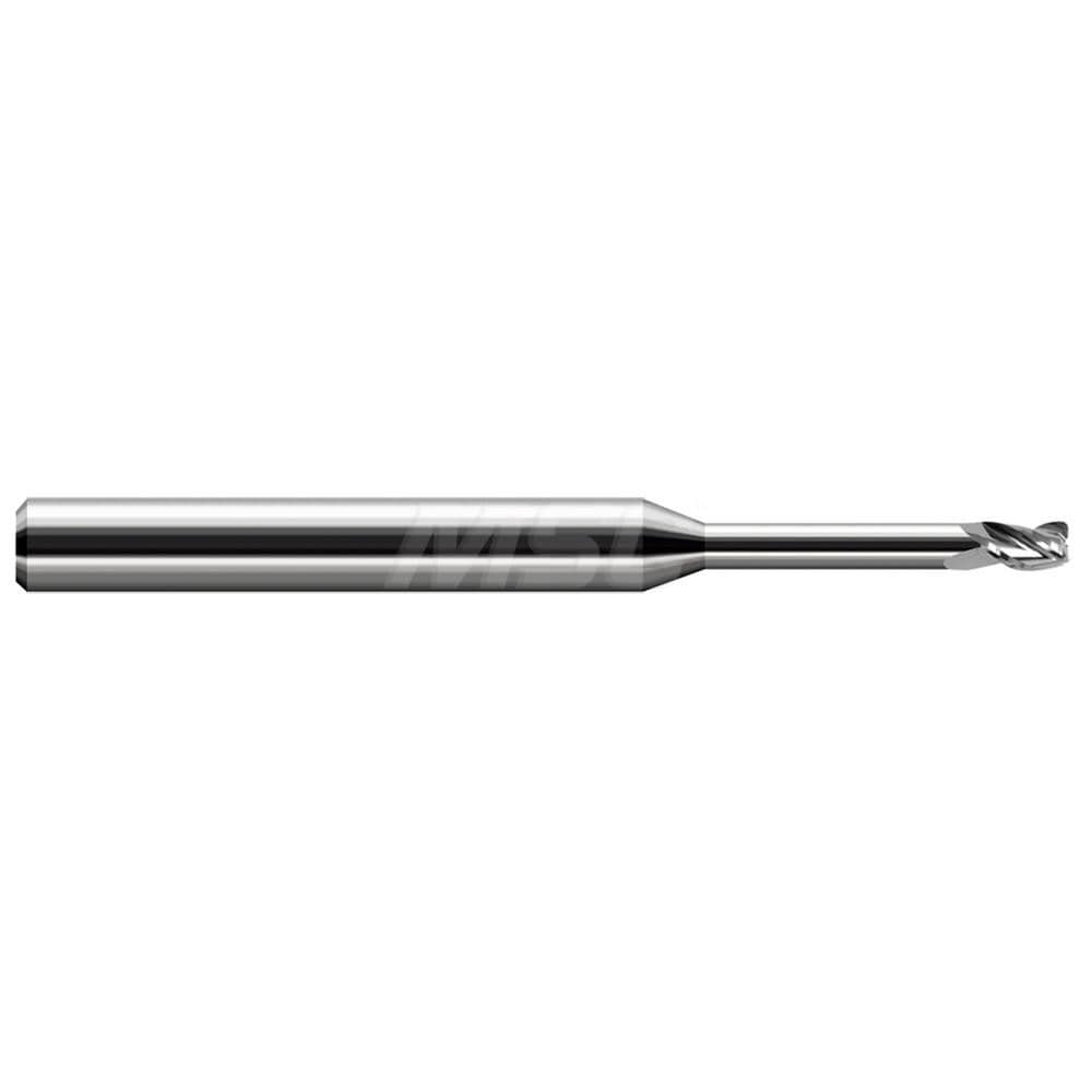 Corner Radius End Mill: 3/32" Dia, 0.139" LOC, 0.50 mm Radius, 3 Flute, Solid Carbide