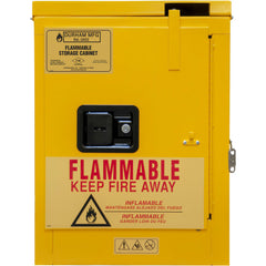 Flammable & Hazardous Storage Cabinets:  4.000 gal Drum, 1.000 Door,  1 Shelf,  Self Closing,  Safety Yellow