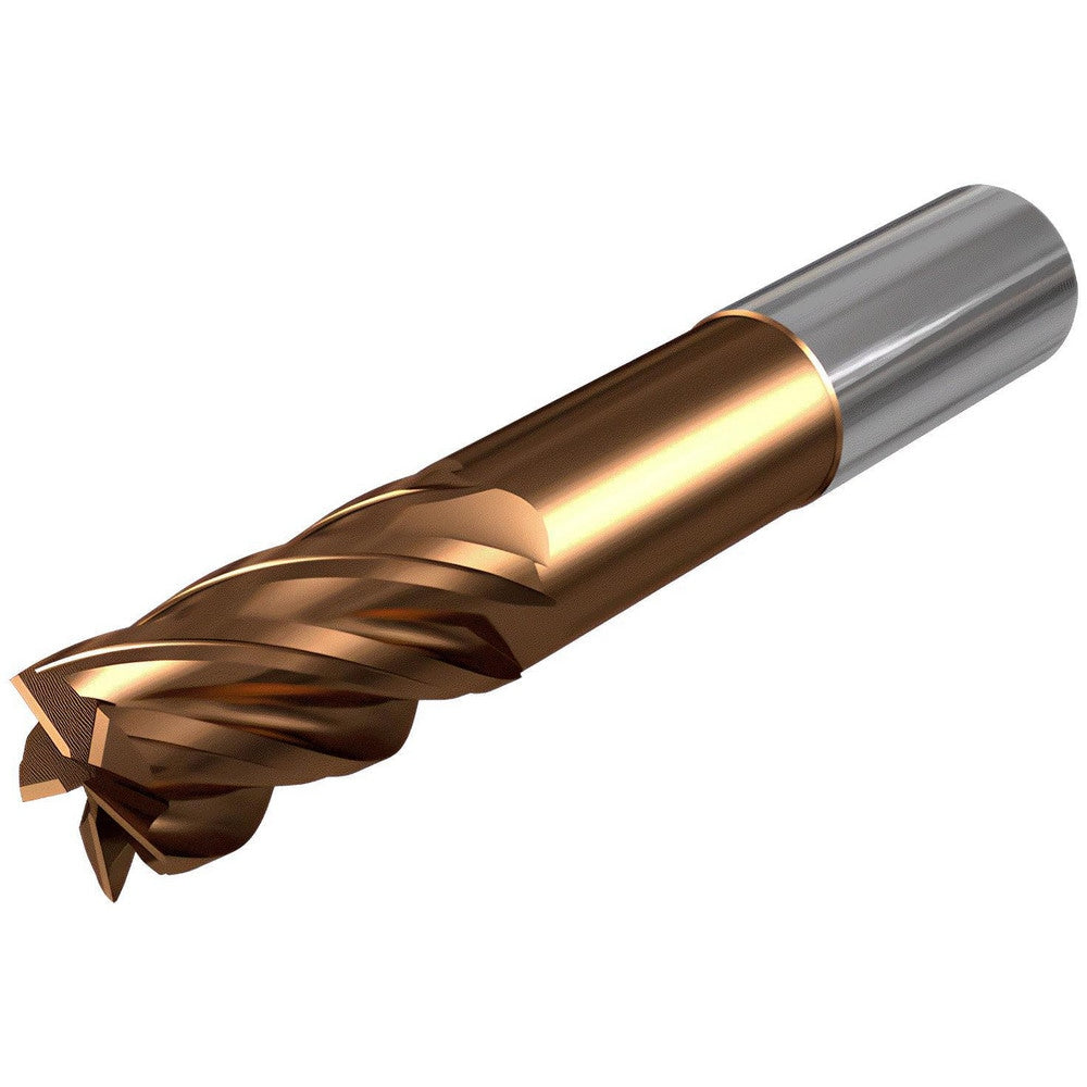 Corner Radius End Mill: 3/8" Dia, 1" LOC, 0.0900" Radius, 5 Flute, Solid Carbide