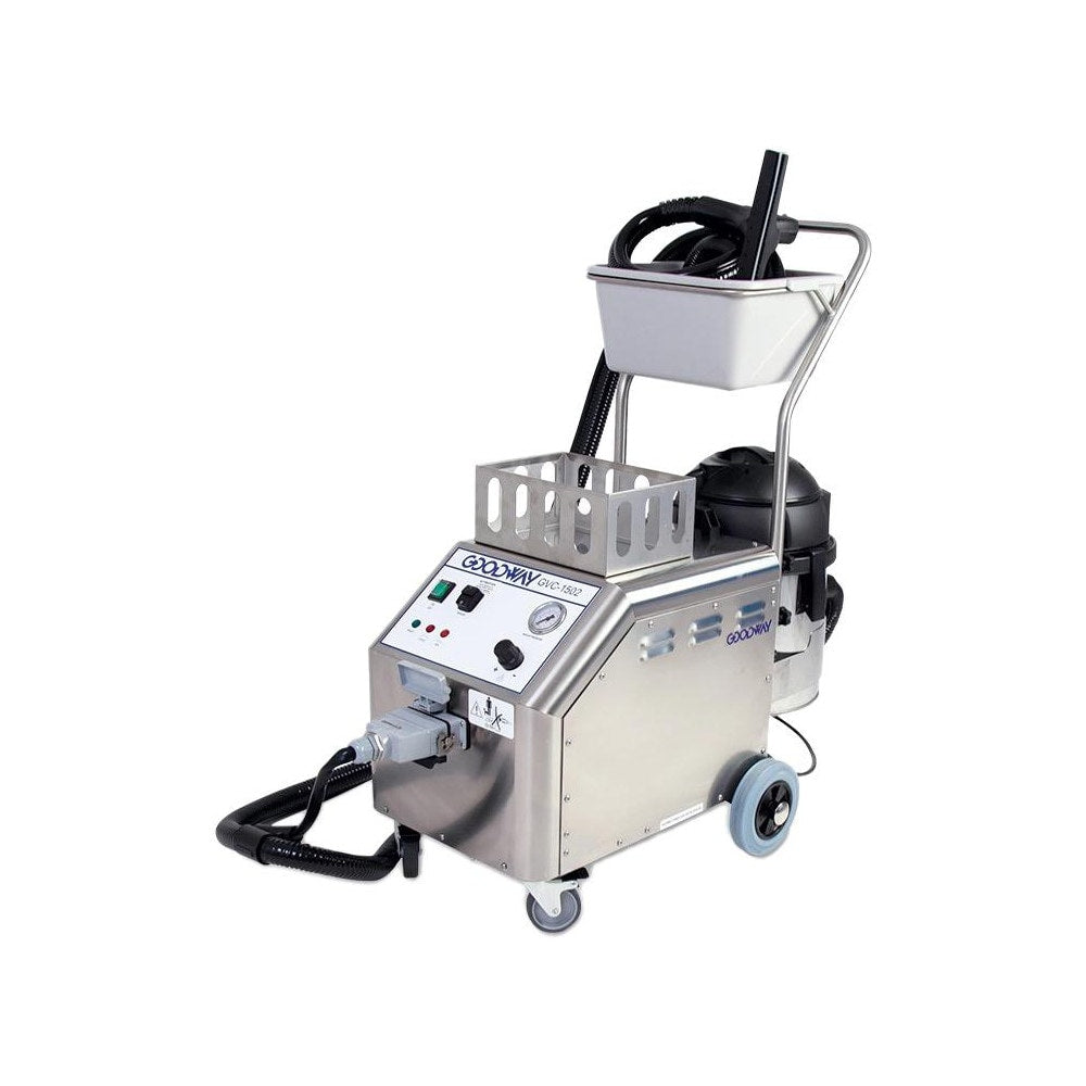 Steam Cleaners; Product Type: Commercial, Portable; Steam Type: Dry; Continuous Fill: Yes; Number of Chemical Tanks: 2; Hot Water Flush: No; Output Steam Temperature (Degrees F): 290; Steam Pressure Rating (psi): 90