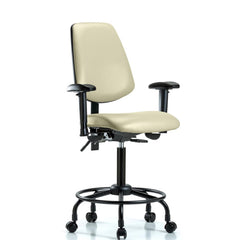 Ergonomic Multifunction Task Chair: Vinyl, 33" Seat Height, Adobe White