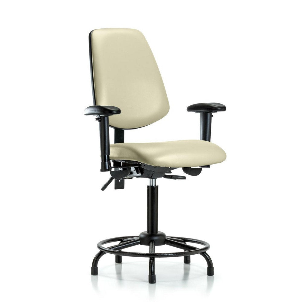 Ergonomic Multifunction Task Chair: Vinyl, 31" Seat Height, Adobe White