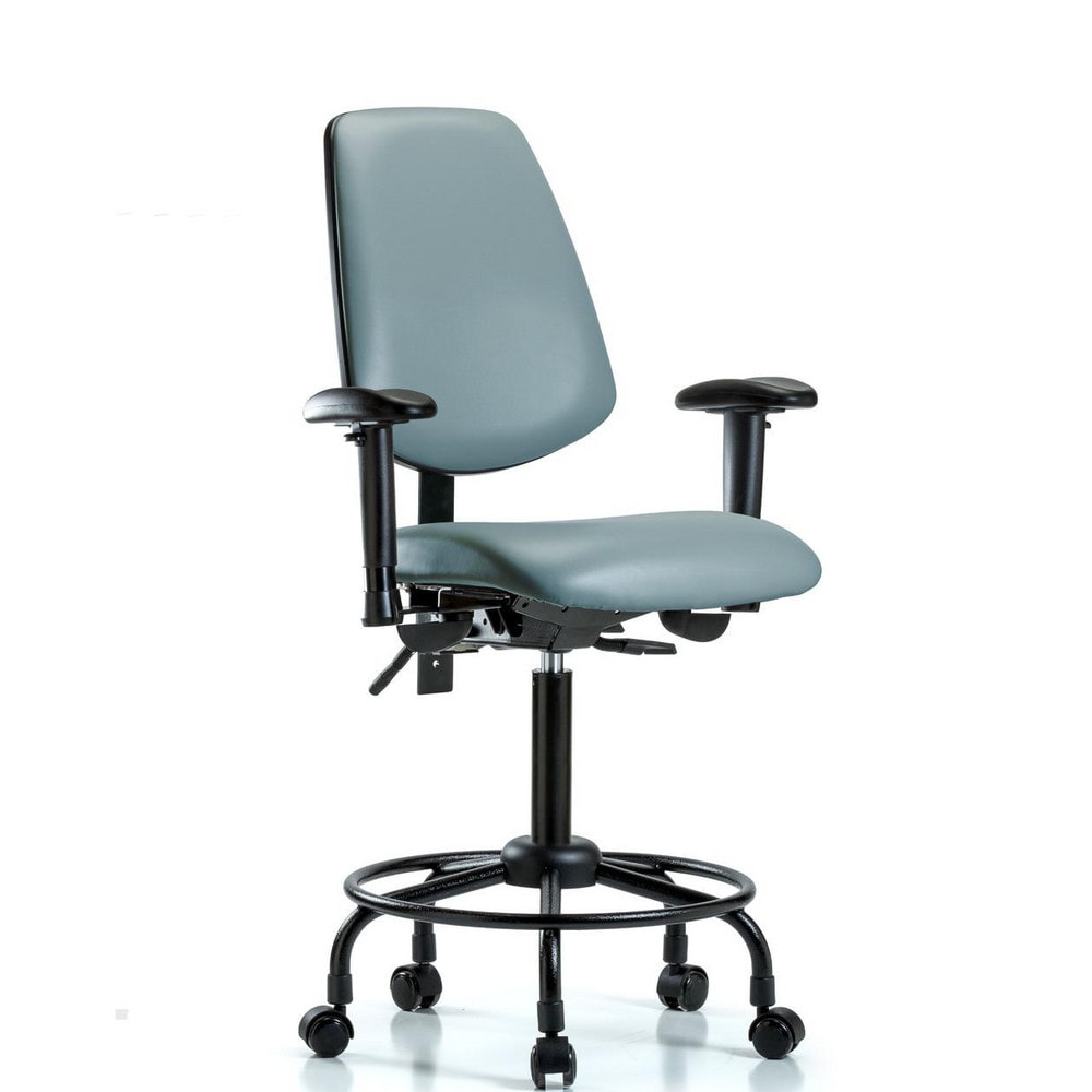 Ergonomic Multifunction Task Chair: Vinyl, 33" Seat Height, Storm