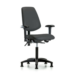 Ergonomic Multifunction Task Chair: Vinyl, 28-1/2" Seat Height, Charcoal