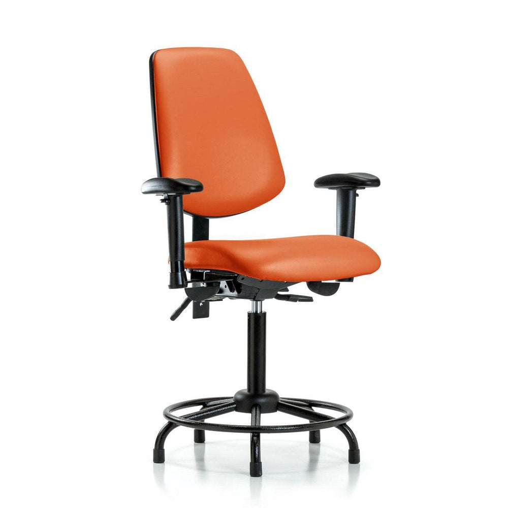 Ergonomic Multifunction Task Chair: Vinyl, 31" Seat Height, Orange Kist