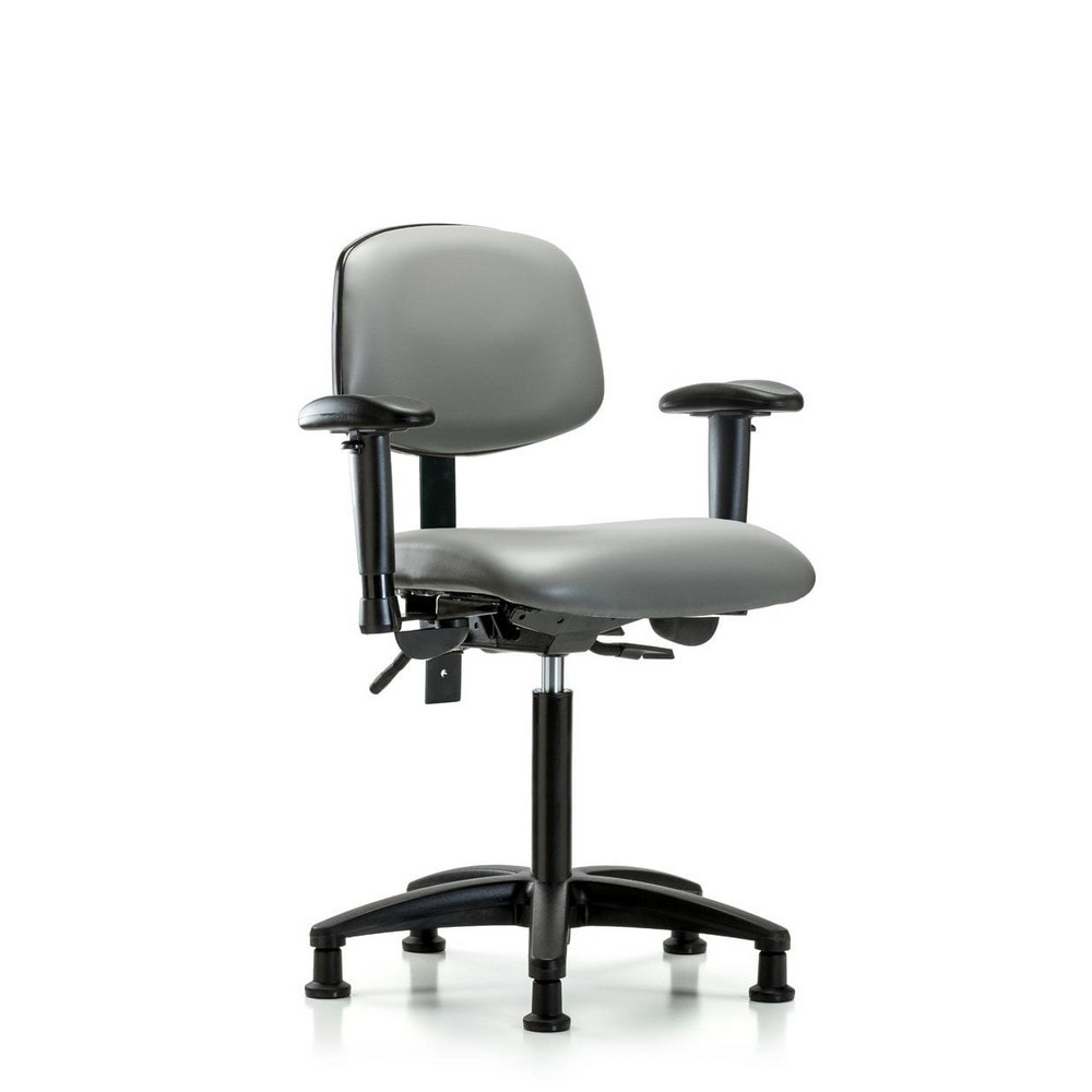 Ergonomic Multifunction Task Chair: Vinyl, 28-1/4" Seat Height, Sterling