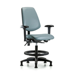 Ergonomic Multifunction Task Chair: Vinyl, 28-1/2" Seat Height, Storm