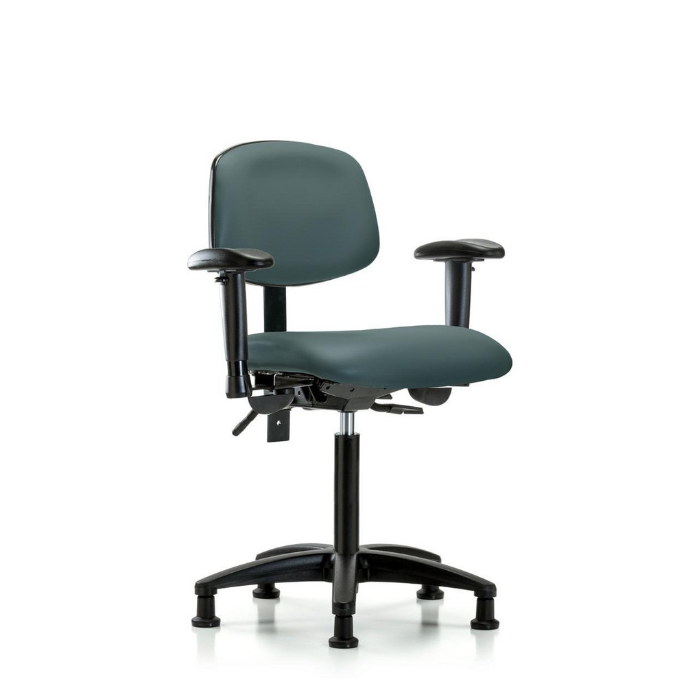 Ergonomic Multifunction Task Chair: Vinyl, 28-1/4" Seat Height, Colonial Blue