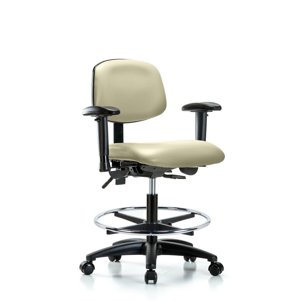 Ergonomic Multifunction Task Chair: Vinyl, 28-1/4" Seat Height, Adobe White