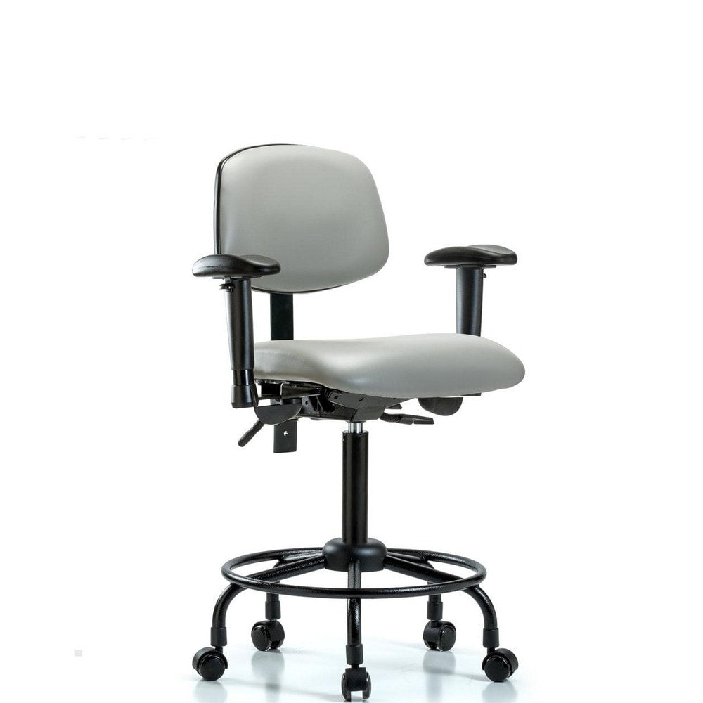 Ergonomic Multifunction Task Chair: Vinyl, 33" Seat Height, Dove Gray