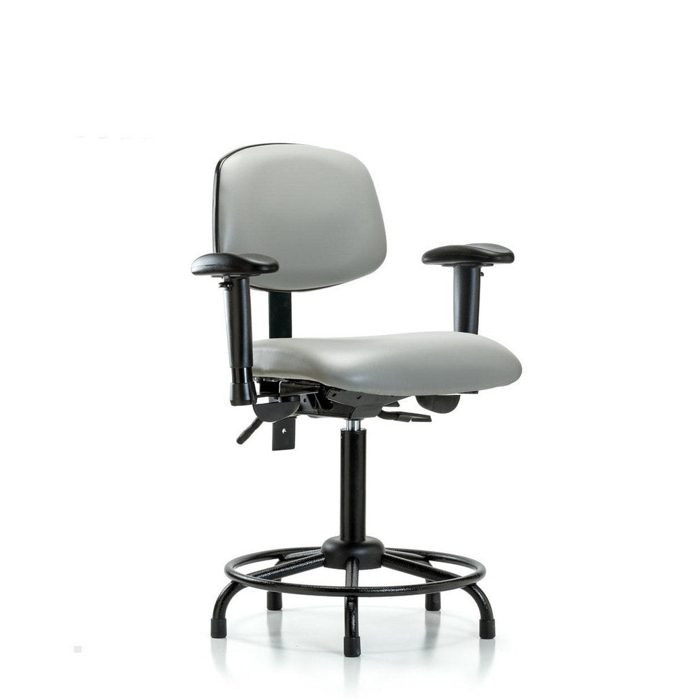 Ergonomic Multifunction Task Chair: Vinyl, 31" Seat Height, Dove Gray