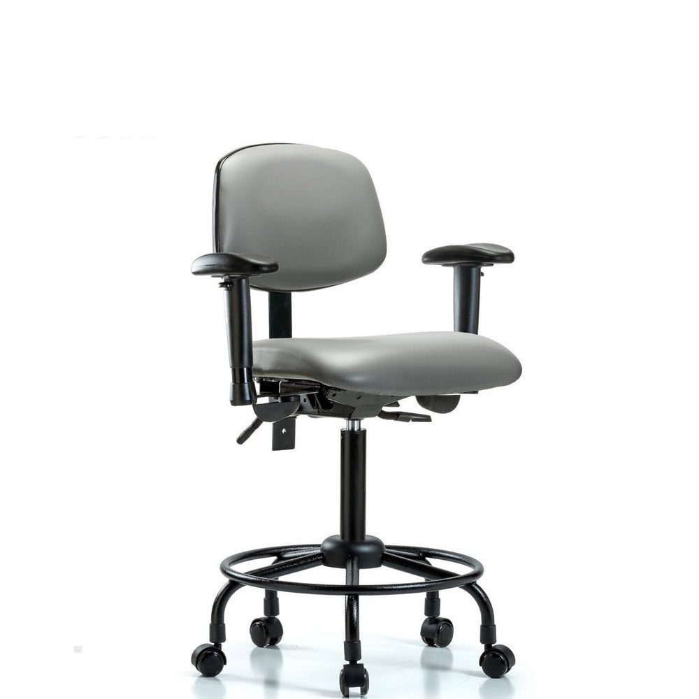 Ergonomic Multifunction Task Chair: Vinyl, 33" Seat Height, Sterling