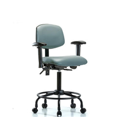 Ergonomic Multifunction Task Chair: Vinyl, 33" Seat Height, Storm