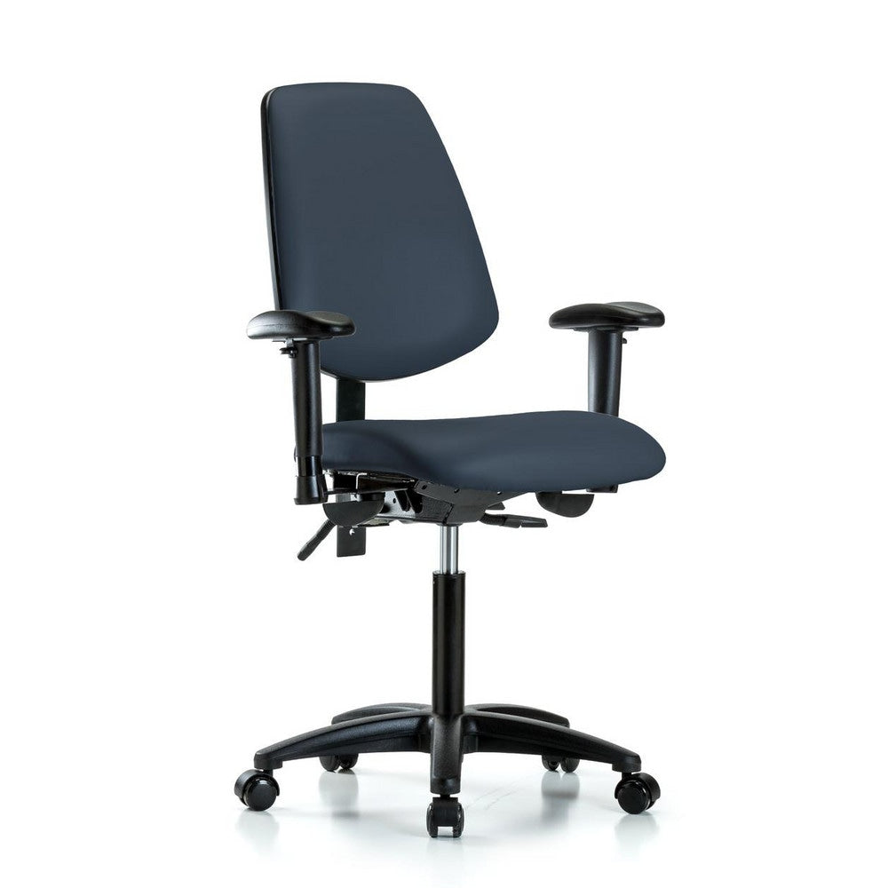 Ergonomic Multifunction Task Chair: Vinyl, 28-1/2" Seat Height, Imperial Blue