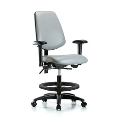 Ergonomic Multifunction Task Chair: Vinyl, 28-1/2" Seat Height, Dove Gray