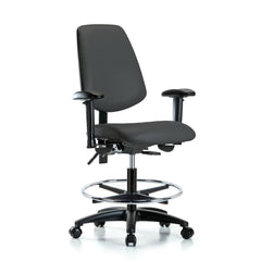 Ergonomic Multifunction Task Chair: Vinyl, 28-1/2" Seat Height, Charcoal