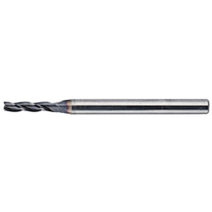 Roughing & Finishing End Mills; Mill Diameter (mm): 1.2; Number Of Flutes: 3; End Mill Material: Solid Carbide; Length of Cut (mm): 2.00; Coating/Finish: AlTiN