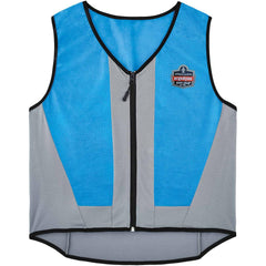 Cooling Vests; Cooling Technology: Evaporative Cooling Vest; Breakaway: No; Expandable: No; Size: Large; Color: Blue; Maximum Cooling Time (Hours): 4; Material: PVA; Activation Method: Water Activation; Closure Type: Zipper