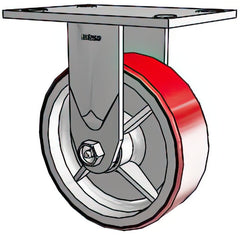 Swivel Top Plate Caster: Polyurethane Mold on to Cast Iron Center, 6" Wheel Dia, 2" Wheel Width, 1,200 lb Capacity, 7-1/2" OAH