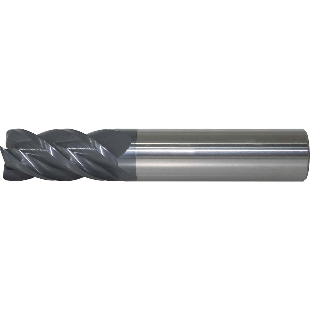 Corner Radius End Mill: 3/8" Dia, 5/8" LOC, 0.0150" Radius, 4 Flute, Solid Carbide