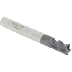 Corner Radius End Mill: 1/4" Dia, 3/8" LOC, 0.0150" Radius, 4 Flute, Solid Carbide