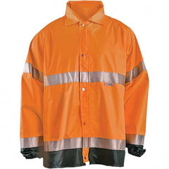 Rain Jacket: Size 2X-Large, ANSI 107-2015 Type R Class 3, High-Visibility Orange, Polyester