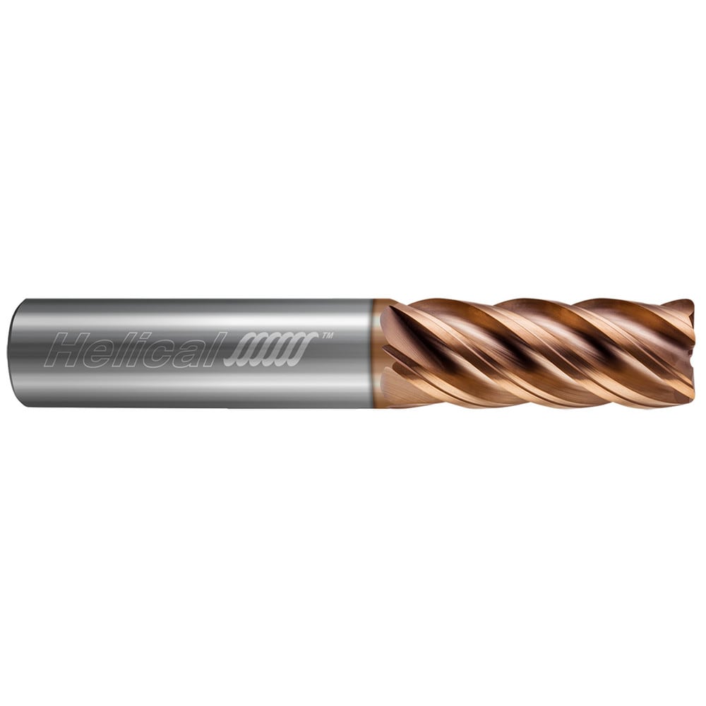 Corner Radius End Mill: 3/16" Dia, 1" LOC, 0.0150" Radius, 5 Flute, Solid Carbide