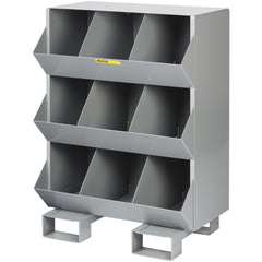 Storage Racks; Rack Type: Stationary Storage Bins; Overall Width (Inch): 32; Overall Height (Inch): 42; Overall Depth (Inch): 20; Material: Steel; Color: Gray; Finish: Powder Coated; Number Of Bays: 9