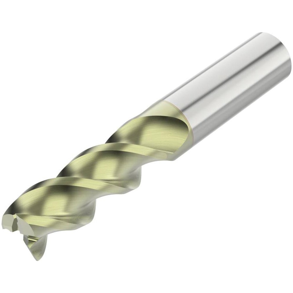 Square End Mill: 1/2" Dia, 1-1/4" LOC, 3 Flute, Solid Carbide