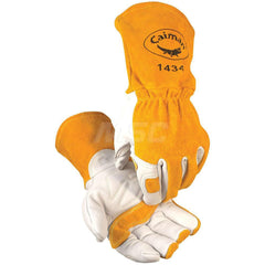 Welding Gloves: Caiman 1434, Size X-Large, Uncoated-Coated, Grain Cowhide Leather & Split Cowhide Leather, Pair, for MIG & Stick