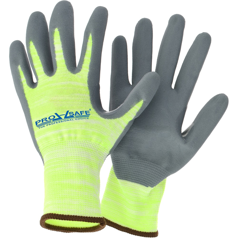 Cut-Resistant Gloves: PRO-SAFE Size X-Small, ANSI Cut A2, ANSI Puncture 0, Nitrile, HPPE Blend