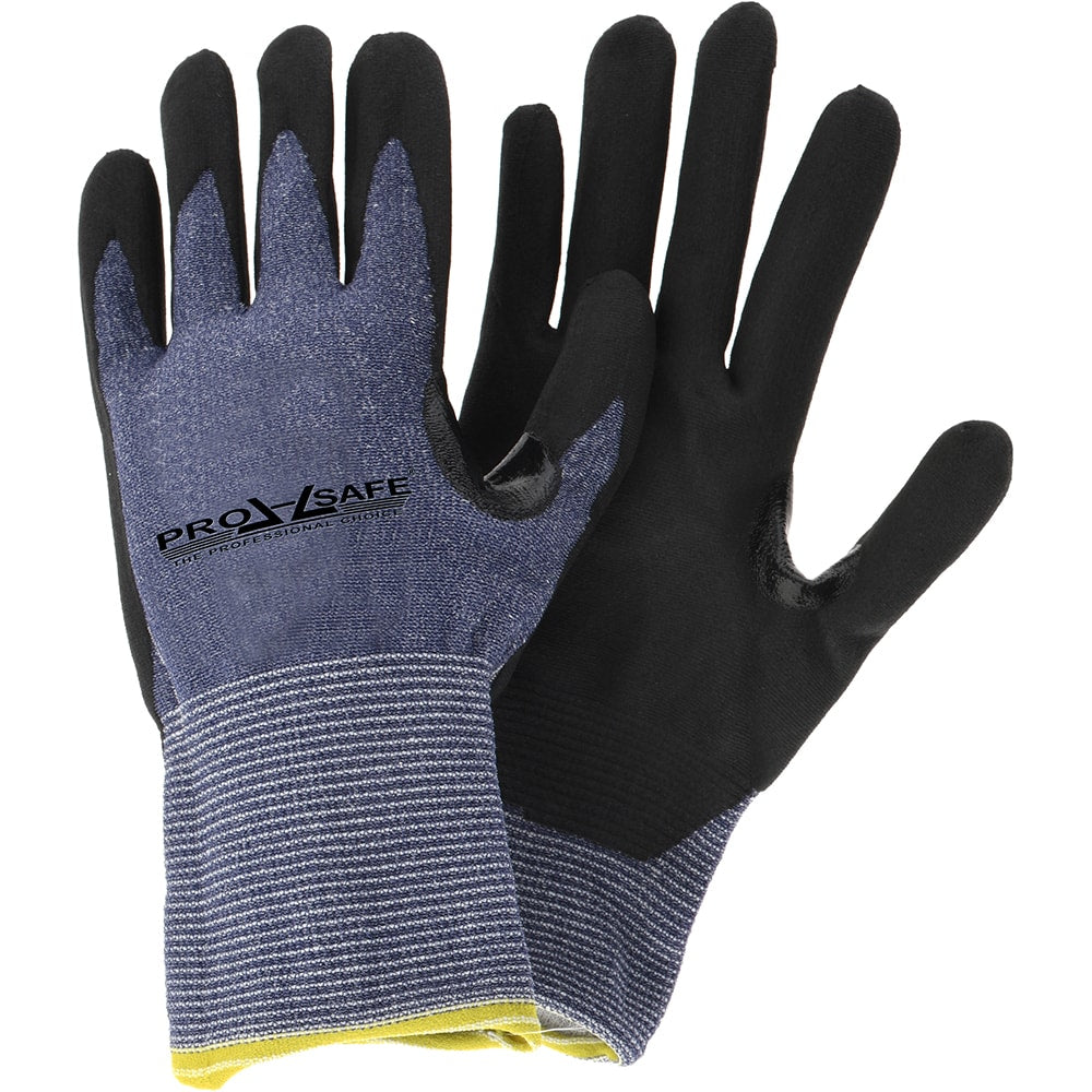 Cut-Resistant Gloves: PRO-SAFE Size Medium, ANSI Cut A3, ANSI Puncture 0, Nitrile, HPPE Blend