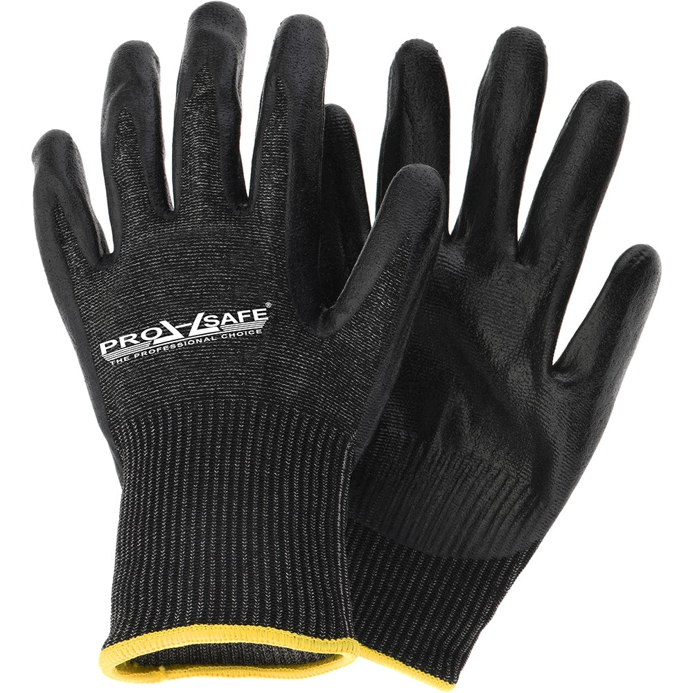 Cut-Resistant Gloves: PRO-SAFE Size Medium, ANSI Cut A5, ANSI Puncture 0, Nitrile, HPPE Blend