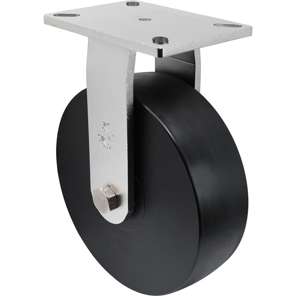 Rigid Top Plate Caster: 10" Wheel Dia, 3" Wheel Width, 3,000 lb Capacity